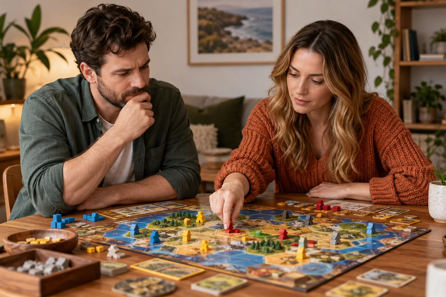 Two players discussing a tabletop choice